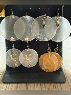 4 pair capiz shell hypoallergenic earrings crafted with CZ & freshwater pearls